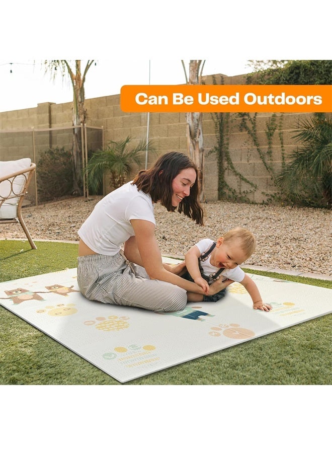 Beauenty Baby Play Mat, 200 * 180 * 1CM Waterproof Non-Slip Large Reversible Playmat Crawling Mat, Extra Thick Soft Baby Playmats for Playing or Camping Mat Bedroom Living Room Plush Carpet Area - Image 2